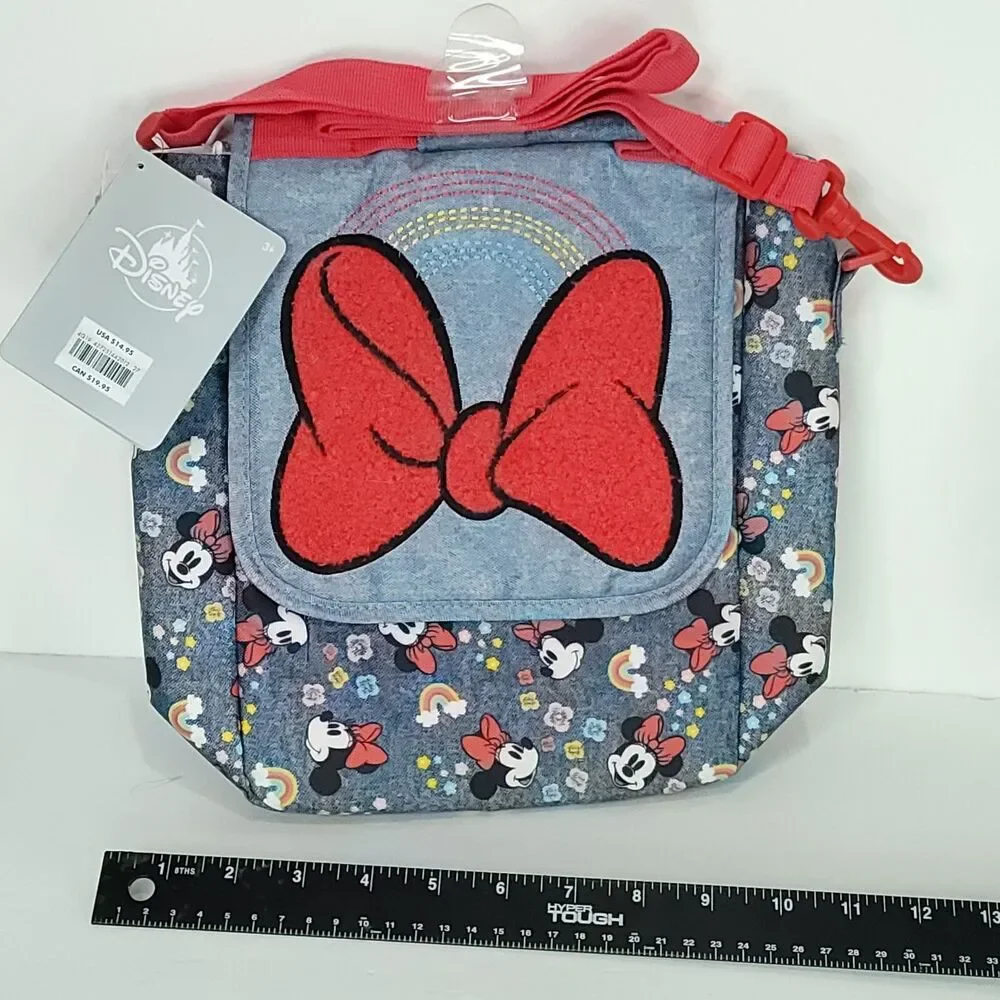 Disney Store Minnie Mouse Insulated Lunch Bag Cooler Blue Jeans Red Bow NEW Tags